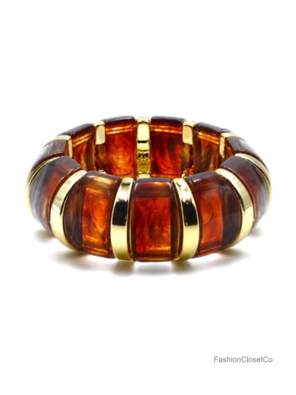 Chunky Resin Stretch Bangle Bracelet for Women, Gold-Plated, Friendship